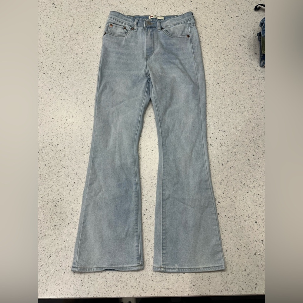 Light wash Girls 726 flare Levi jeans 12
